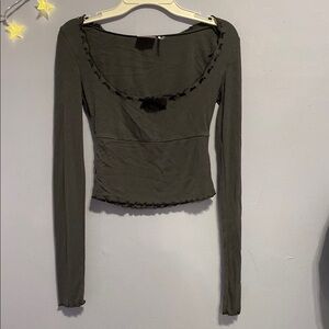 Dark Gray Long Sleeve Crop Top